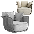 Elegant Modern Rattan Leisure Chair with Soft Beige Cushions and Comfortable Design