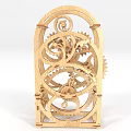 Wooden Mechanical Gear Model With Intricate Carved Design And Rotating Parts