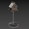 Wooden Birdhouse With Sloped Roof And Stone Base For Garden Birds