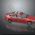 Red Shiny Sedan With Sunroof Antennas And Modern Black Design Wheels