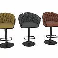 Modern Woven Bar Stools With Metal Frame And Multicolor Comfortable Seats 3d model