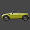 Yellow Mini Convertible Car With Open Top Black Wheels And Round Headlights
