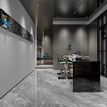 Modern Bar Interior With Gray Walls Marble Countertop Bar Stools And Wine Racks