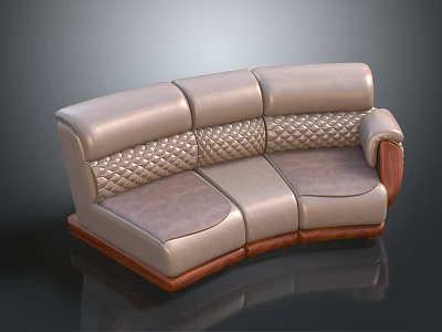 Elegant Leather Multi Seat Sofa With Quilted Pattern And Wooden Frame For Living Room 3d model