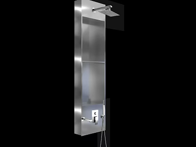 Stainless Steel Modern Wall Mounted Faucet With Shower Head And Storage Shelves 3d model