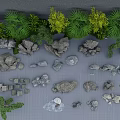 Assorted Stone and Wood Decorative Elements for Natural Garden Landscaping 3d model