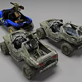 Adventurous Functional Off-Road Vehicles With Open Cab Design And All-Terrain Wheels 3d model