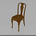 Vintage Wooden Furniture Chair With Curved Backrest And Intricate Wood Grain Details
