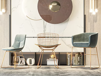 Modern Leisure Chairs With Metal Frames And Soft Upholstery In Stylish Living Space 3d model