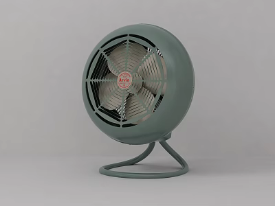 Green Round Tabletop Air Conditioner Fan With Cooling Function And Red Logo 3d model