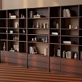Wooden Bookshelf With Multiple Shelves Filled With Books And Decorations