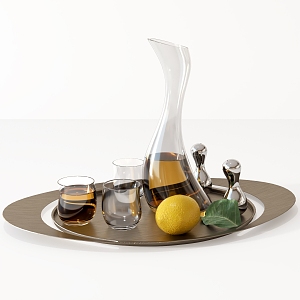 Modern Glassware Wine Bottle Wine Glass Combo 3d model