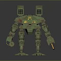 Green Multi legged Mechanical Creature With Heavy Armor And Industrial Structure 3d model