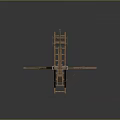 Functional Vehicle With Wooden Triangular Support Frame And Throwing Arm Ropes