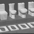 Various White Toilets Including Sitting And Squatting Designs On Gray Tiles
