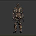 Full Body Medieval Knight Armor With Ornate Metallic Design And Golden Accents