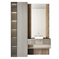 Modern Bathroom Washbasin Vanity With Mirror Wooden Cabinet And Drawers