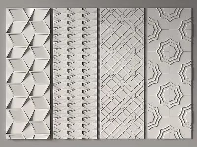 Modern Wall Panels With Various Geometric Patterns And Textured Designs For Interior Decor 3d model