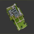 Grand Classical Building With Large Lawn Garden Pathway And Parking Area
