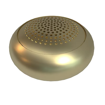 Shiny Golden Round Audio Speaker With Perforated Surface And Modern Design 3d model