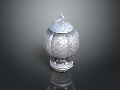 Ornate Silver Storage Container With Intricate Engraved Patterns And Lid 3d model