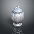 Ornate Silver Storage Container With Intricate Engraved Patterns And Lid 3d model