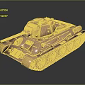 Golden Metallic Tank Model With Turret Tracks And Dark Background Reflection 3d model