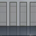 Modern Hinged Doors with Metal Frame Vertical Slats and Smooth Floor Design 3d model