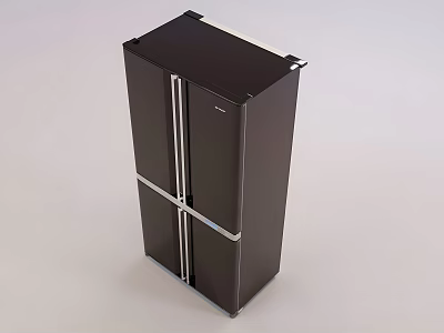 Modern Black Upright Refrigerator Freezer With Double Doors And Silver Accents 3d model