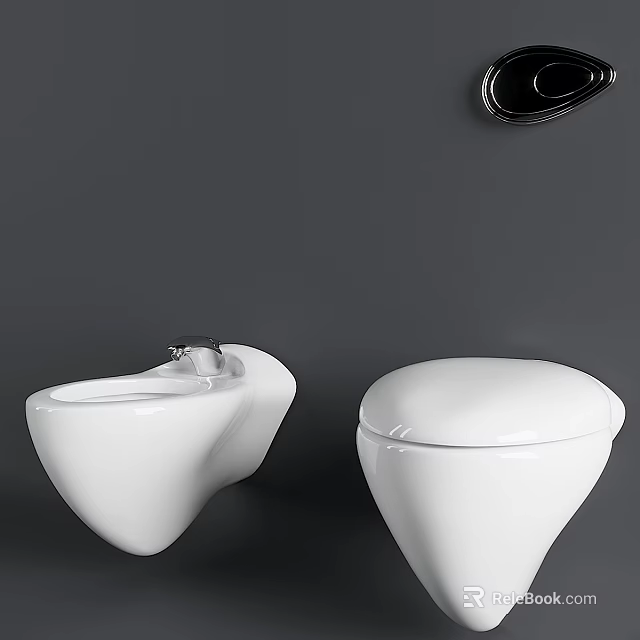Modern White Toilet Design With Wall Mounted Accessories And Sleek Bowl 3d model 
