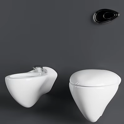 Modern White Toilet Design With Wall Mounted Accessories And Sleek Bowl 3d model