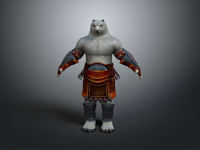 Polar Bear Warrior Character In Armored Outfit For Fantasy Game And Cinematic Use 3d model