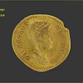 Ancient Gold Coin Carved Sculpture With Detailed Portrait And Inscriptions