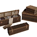 Woven Rattan Storage Baskets With Open Lid For Clothing Organization And Stackable Design