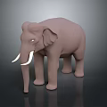 Detailed Brown Elephant Model with White Tusks Standing on Dark Background