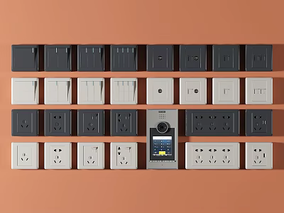 Modern Black And White Switch Panels With Control Screen And Multiple Styles 3d model