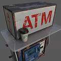 Public Facility Outdoor ATM Machine With Rusted Blue Panel Screen Keypad And Card Slot