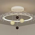 Modern Ring Shaped Ceiling Light With Crystal Decorations And Hanging Illuminated Balls 3d model