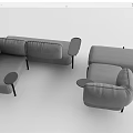Modern Gray Upholstered Modular Sofa Set With Corner Section Armchair And Side Tables 3d model