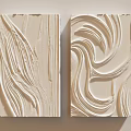 Two Light Toned Abstract Textured Wall Decor With Flowing Patterns 3d model