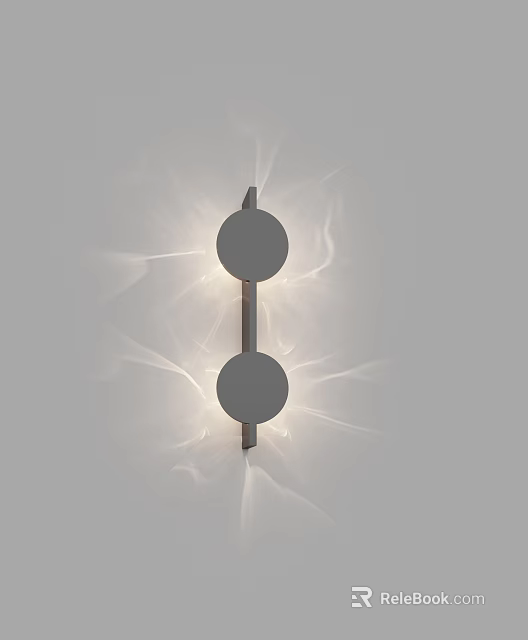 Modern Minimalist Wall Lamp Design With Two Circular Lights Illuminating Wall 3d model 