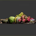 Assorted Fresh Colorful Fruits Display Featuring Pineapple Dragon Fruit Melon And Berries On Table