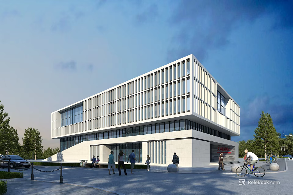 Sports Fitness Cycling Activity Near Modern Building 3d model 