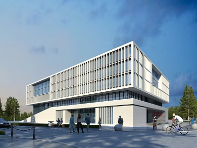 Sports Fitness Cycling Activity Near Modern Building 3d model