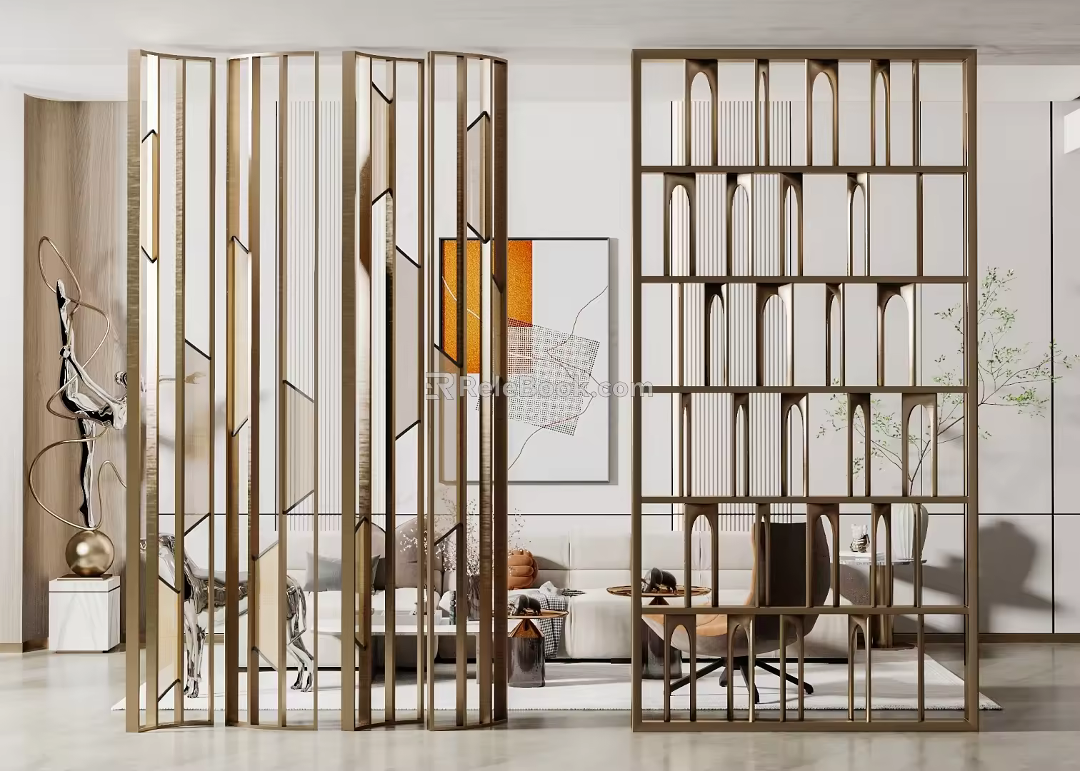 New Chinese-style Partition Metal Partition Combination 3d model
