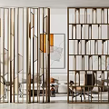 New Chinese-style Partition Metal Partition Combination 3d model