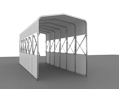 White Arched Roof Canopy With Metal Frame Cross Supports And Open Structure For Outdoor Use 3d model