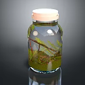 Decorative Transparent Glass Jar With White Lid Green Plants And Branches For Home Living