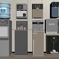 Modern Household Appliances Display Featuring Water Dispensers And Coffee Machines