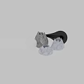Modern Decorative Ornament Set With White Grey Black Textured Ceramic Sculptures